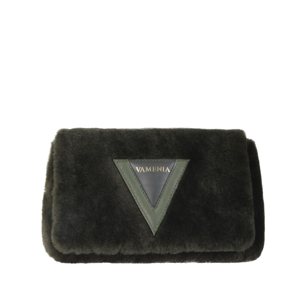 Crossbody Bag aus Lammfell in grün -EPONA- MINI